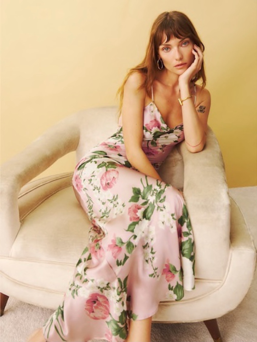 NWT reformation Parma silk dress in rose garden / size s